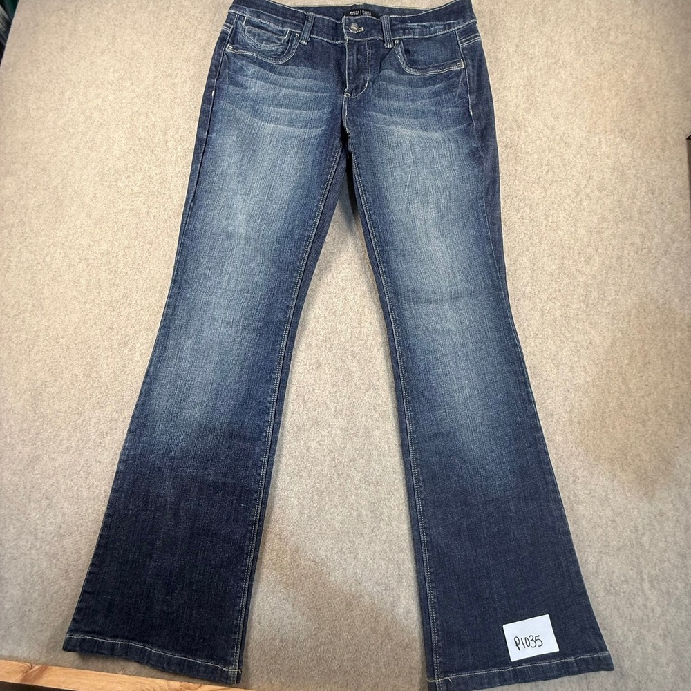 White House Black Market Blanc Bootcut Jeans Dark Wash Blue 6S Short RN 111459
